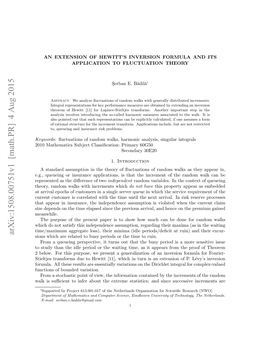 An Extension of Hewitt's Inversion Formula and Its Application to Fluctuation Theory