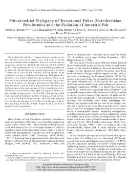 Mitochondrial Phylogeny of Trematomid Fishes (Nototheniidae, Perciformes) and the Evolution of Antarctic Fish