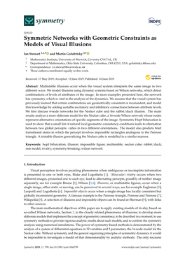 Symmetric Networks with Geometric Constraints As Models of Visual Illusions