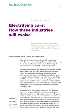 Electrifying Cars: How Three Industries Will Evolve