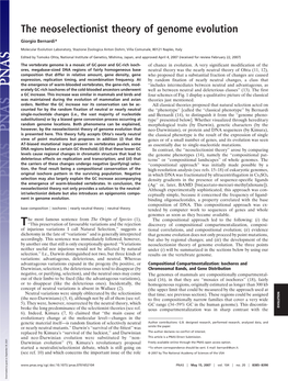 The Neoselectionist Theory of Genome Evolution