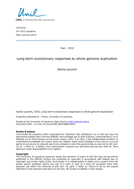 Long Term Evolutionary Responses to Whole Genome Duplication