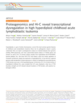 Proteogenomics and Hi-C Reveal Transcriptional Dysregulation in High Hyperdiploid Childhood Acute Lymphoblastic Leukemia