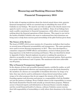 Measuring and Ranking Diocesan Online Financial Transparency 2018