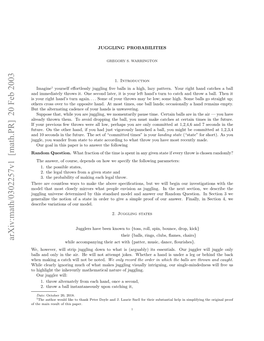 Arxiv:Math/0302257V1 [Math.PR] 20 Feb 2003 Eeaietento Fasaei Re Ogv Ipepofo U a Our of Proof Simple a Give to Order T in in Model