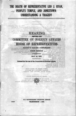 The Death of Representative Leo J. Ryan