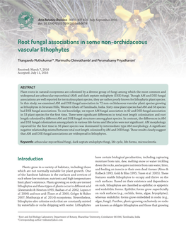 Root Fungal Associations in Some Non-Orchidaceous Vascular Lithophytes