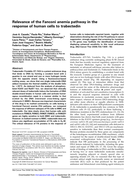 Relevance of the Fanconi Anemia Pathway in the Response of Human Cells to Trabectedin