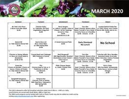 HNA Cafe Menu March 2020