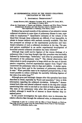 An Experimental Study of the Venous Collateral Circulation of the Lung I