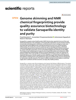 Genome Skimming and NMR Chemical Fingerprinting Provide Quality