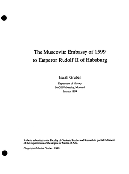 The Muscovite Embassy of 1599 to Emperor Rudolf II of Habsburg