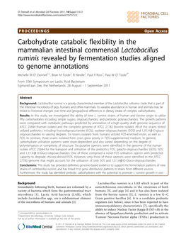 Carbohydrate Catabolic Flexibility in the Mammalian Intestinal