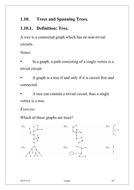 1.10. Trees and Spanning Trees. 1.10.1. Definition