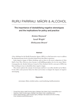 Ruru Parirau: Mäori & Alcohol