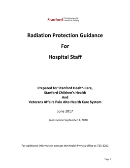 Radiation Protection Guidance for Hospital Staff