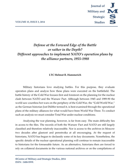Defense at the Forward Edge of the Battle Or Rather in the Depth? Different Approaches to Implement NATO’S Operation Plans by the Alliance Partners, 1955-1988