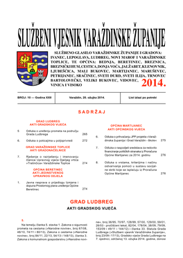 GRAD LUDBREG AKTI GRADSKOG VIJEĆA OPĆINA MARTIJANEC AKTI OPĆINSKOG VIJEĆA 5 Odluka O Uređenju Prometa Na Području Grada Ludbrega 265 6