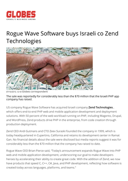 Rogue Wave Software Buys Israeli Co Zend Technologies