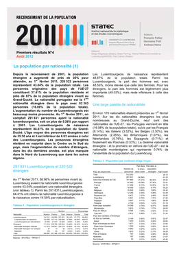 La Population Par Nationalité (1)