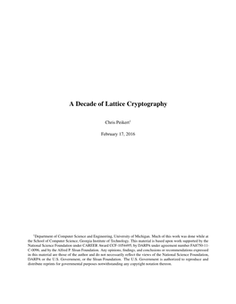 A Decade of Lattice Cryptography