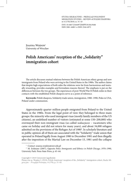 STUDIA MIGRACYJNE – PRZEGLĄD POLONIJNY MIGRATION STUDIES – REVIEW of POLISH DIASPORA Nr 4 (170)/2018, Ss