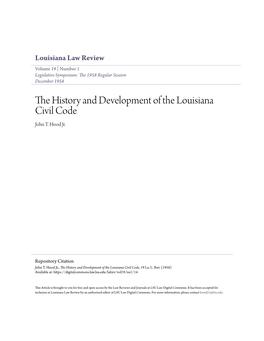 The History and Development of the Louisiana Civil Code, 19 La