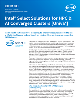 Intel® Select Solutions for HPC & AI Converged Clusters [Univa*]