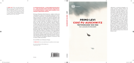 Primo Levi Cosí Fu Auschwitz Testimonianze 1945-1986 Con Leonardo De Benedetti