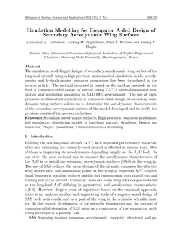 Simulation Modelling for Computer Aided Design of Secondary Aerodynamic Wing Surfaces Aleksandr A