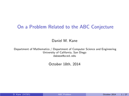 On a Problem Related to the ABC Conjecture