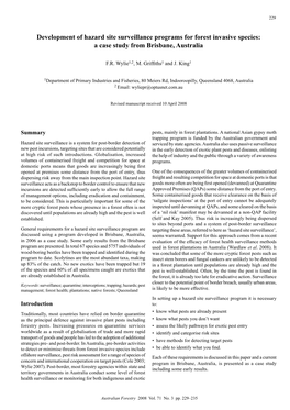 Development of Hazard Site Surveillance Programs for Forest Invasive Species: a Case Study from Brisbane, Australia