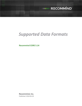 Supported Data Formats