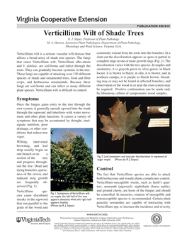 Verticillium Wilt of Shade Trees R