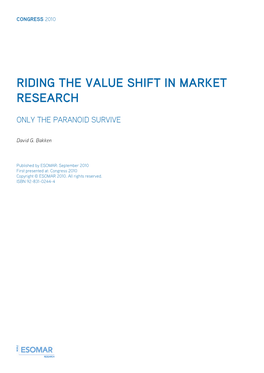 Riding the Value Shift in Market Research