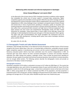 3.1 Demographic Trends and Labor Market Assessment