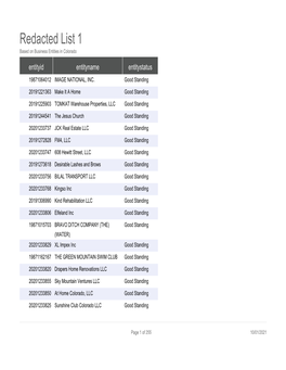 Redacted List 1 Based on Business Entities in Colorado