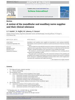 A Review of the Mandibular and Maxillary Nerve Supplies and Their Clinical Relevance