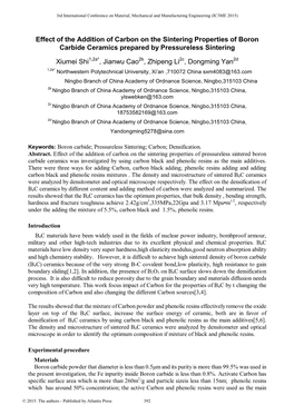 Effect of the Addition of Carbon on the Sintering Properties of Boron Carbide Ceramics Prepared by Pressureless Sintering