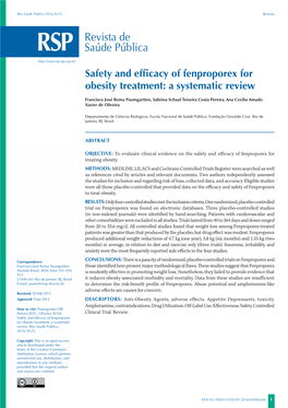 Safety and Efficacy of Fenproporex for Obesity Treatment: a Systematic Review