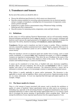 1. Transducers and Sensors