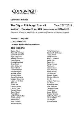 The City of Edinburgh Council Year 2012/2013