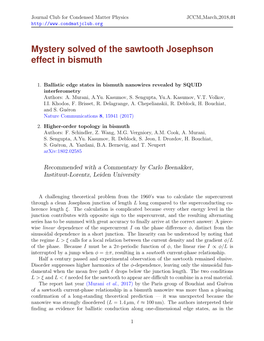 Mystery Solved of the Sawtooth Josephson Effect in Bismuth