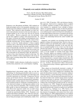 Propensity Score Analysis with Hierarchical Data