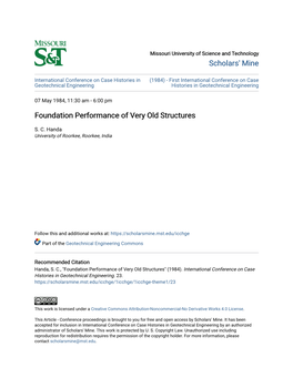 Foundation Performance of Very Old Structures