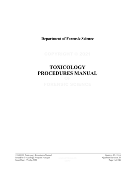 220-D100 Toxicology Procedures Manual