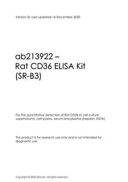 Rat CD36 ELISA Kit (SR-B3)