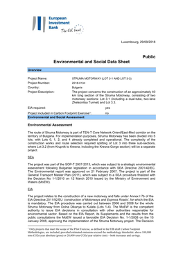 Environmental and Social Data Sheet