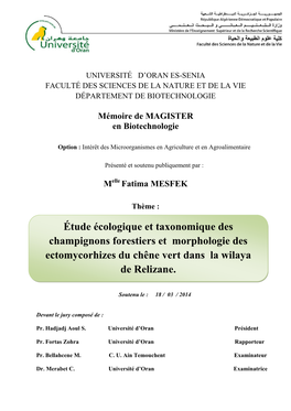 Étude Écologique Et Taxonomique Des Champignons Forestiers Et