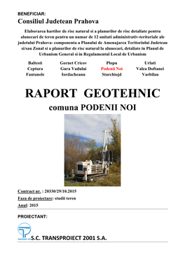 RAPORT GEOTEHNIC Comuna PODENII NOI